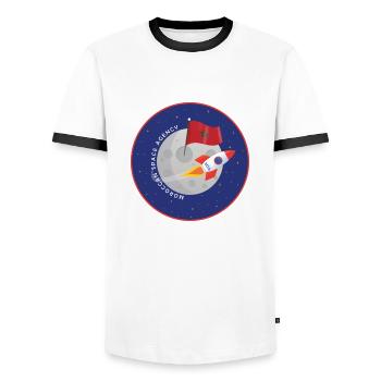 Moroccan Space Agency - Men's Ringer Shirt - white/black - Front - AI Model Female 172 light (172cm) & AI Model Male 178 dark (178cm)