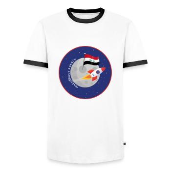 Iraqi Space Agency - Men's Ringer Shirt - white/black - Front - AI Model Female 172 light (172cm) & AI Model Male 178 dark (178cm)