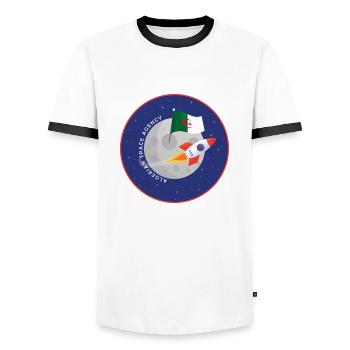 Algerian Space Agency - Men's Ringer Shirt - white/black - Front - AI Model Female 172 light (172cm) & AI Model Male 178 dark (178cm)