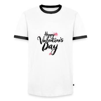 Élégante Saint-Valentin - Chic Love Script - T-shirt contrasté Homme - blanc/noir - Devant - AI Model Female 172 light (172cm) & AI Model Male 178 dark (178cm)