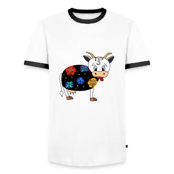 Kuh - Männer Kontrast-T-Shirt - Weiß/Schwarz - Vorne - AI Model Female 172 light (172cm) & AI Model Male 178 dark (178cm)