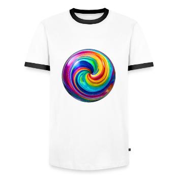 Magic Swirl Marble - Men's Ringer Shirt - white/black - Front - AI Model Female 172 light (172cm) & AI Model Male 178 dark (178cm)