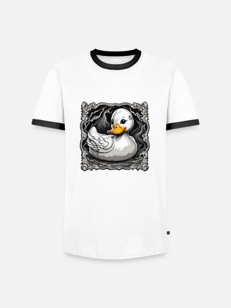 Gummiente / Badeente / Wasser / Badewanne - Männer Kontrast-T-Shirt - Weiß/Schwarz