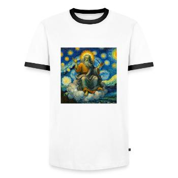 Gott in einem Van Gogh - Männer Kontrast-T-Shirt - Weiß/Schwarz - Vorne - AI Model Female 172 light (172cm) & AI Model Male 178 dark (178cm)