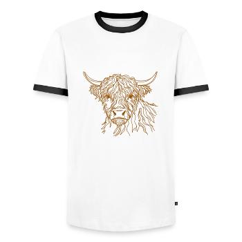 Hairy Cow Doodle - Men's Ringer Shirt - white/black - Front - AI Model Female 172 light (172cm) & AI Model Male 178 dark (178cm)