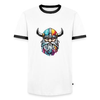 Wikinger / Thor / Odin / nordisch / keltisch - Männer Kontrast-T-Shirt - Weiß/Schwarz - Vorne - AI Model Female 172 light (172cm) & AI Model Male 178 dark (178cm)