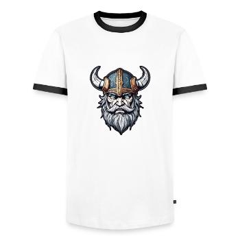 Wikinger / Thor / Odin / nordisch / keltisch - Männer Kontrast-T-Shirt - Weiß/Schwarz - Vorne - AI Model Female 172 light (172cm) & AI Model Male 178 dark (178cm)