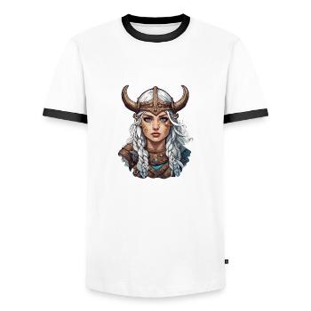 Wikinger / Thor / Odin / nordisch / keltisch - Männer Kontrast-T-Shirt - Weiß/Schwarz - Vorne - AI Model Female 172 light (172cm) & AI Model Male 178 dark (178cm)