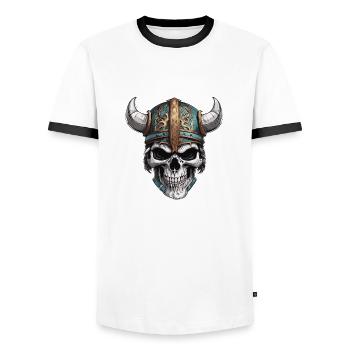Wikinger / Thor / Odin / nordisch / keltisch - Männer Kontrast-T-Shirt - Weiß/Schwarz - Vorne - AI Model Female 172 light (172cm) & AI Model Male 178 dark (178cm)