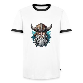 Wikinger / Thor / Odin / nordisch / keltisch - Männer Kontrast-T-Shirt - Weiß/Schwarz - Vorne - AI Model Female 172 light (172cm) & AI Model Male 178 dark (178cm)