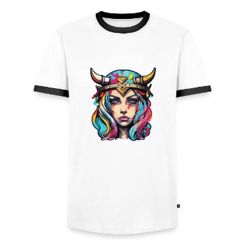 Wikinger / Thor / Odin / nordisch / keltisch - Männer Kontrast-T-Shirt - Weiß/Schwarz - Vorne - AI Model Female 172 light (172cm) & AI Model Male 178 dark (178cm)