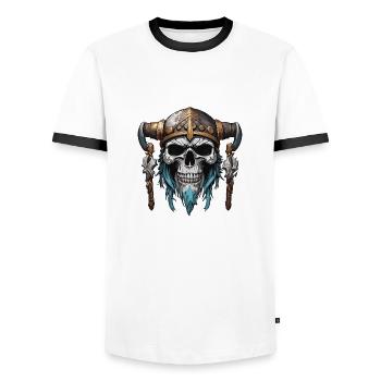 Wikinger / Thor / Odin / nordisch / keltisch - Männer Kontrast-T-Shirt - Weiß/Schwarz - Vorne - AI Model Female 172 light (172cm) & AI Model Male 178 dark (178cm)