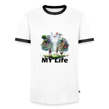 Gaming is my life - Männer Kontrast-T-Shirt - Weiß/Schwarz - Vorne - AI Model Female 172 light (172cm) & AI Model Male 178 dark (178cm)