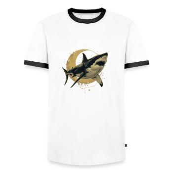 Moon shark - Men's Ringer Shirt - white/black - Front - AI Model Female 172 light (172cm) & AI Model Male 178 dark (178cm)