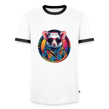 Possum - Men's Ringer Shirt - white/black - Front - AI Model Female 172 light (172cm) & AI Model Male 178 dark (178cm)