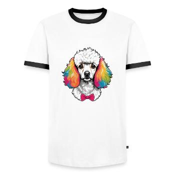 Poodle - Men's Ringer Shirt - white/black - Front - AI Model Female 172 light (172cm) & AI Model Male 178 dark (178cm)