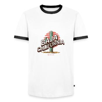 Baja Breeze Adventure - Men's Ringer Shirt - white/black - Front - AI Model Female 172 light (172cm) & AI Model Male 178 dark (178cm)