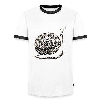 Schnecke - Männer Kontrast-T-Shirt - Weiß/Schwarz - Vorne - AI Model Female 172 light (172cm) & AI Model Male 178 dark (178cm)