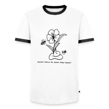 What are you focusing on today? - Men's Ringer Shirt - white/black - Front - AI Model Female 172 light (172cm) & AI Model Male 178 dark (178cm)