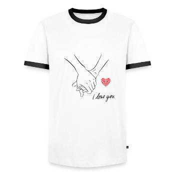 Couple for ever - Männer Kontrast-T-Shirt - Weiß/Schwarz - Vorne - AI Model Female 172 light (172cm) & AI Model Male 178 dark (178cm)