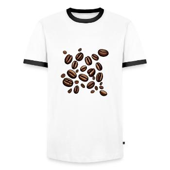 Coffee Beans Coffee - Men's Ringer Shirt - white/black - Front - AI Model Female 172 light (172cm) & AI Model Male 178 dark (178cm)