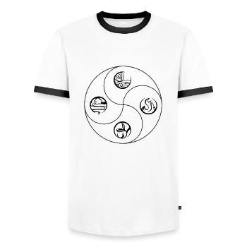 4 Elemente Yin&Yang - Männer Kontrast-T-Shirt - Weiß/Schwarz - Vorne - AI Model Female 172 light (172cm) & AI Model Male 178 dark (178cm)