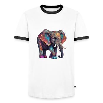 Magic Elephant - Men's Ringer Shirt - white/black - Front - AI Model Female 172 light (172cm) & AI Model Male 178 dark (178cm)