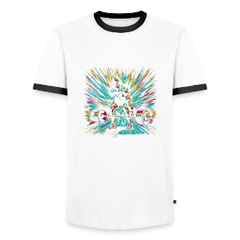 Ultimative Kraft: Gewichtheber Silhouette - Männer Kontrast-T-Shirt - Weiß/Schwarz - Vorne - AI Model Female 172 light (172cm) & AI Model Male 178 dark (178cm)