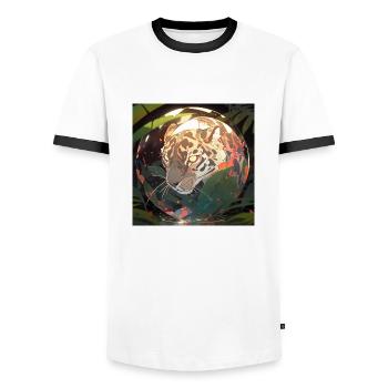 Beautiful feline - Men's Ringer Shirt - white/black - Front - AI Model Female 172 light (172cm) & AI Model Male 178 dark (178cm)
