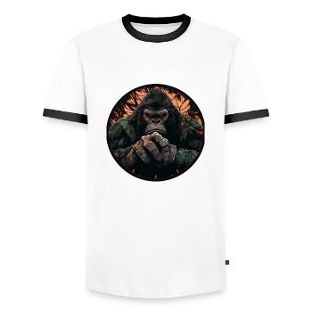 The Father - Men's Ringer Shirt - white/black - Front - AI Model Female 172 light (172cm) & AI Model Male 178 dark (178cm)