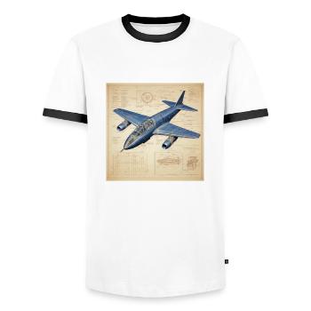 Plan d’un avion à réaction - T-shirt contrasté Homme - blanc/noir - Devant - AI Model Female 172 light (172cm) & AI Model Male 178 dark (178cm)