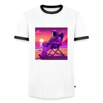 Astronaut on Mars 1 - Men's Ringer Shirt - white/black - Front - AI Model Female 172 light (172cm) & AI Model Male 178 dark (178cm)