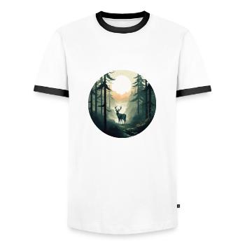 Bois du matin - T-shirt contrasté Homme - blanc/noir - Devant - AI Model Female 172 light (172cm) & AI Model Male 178 dark (178cm)
