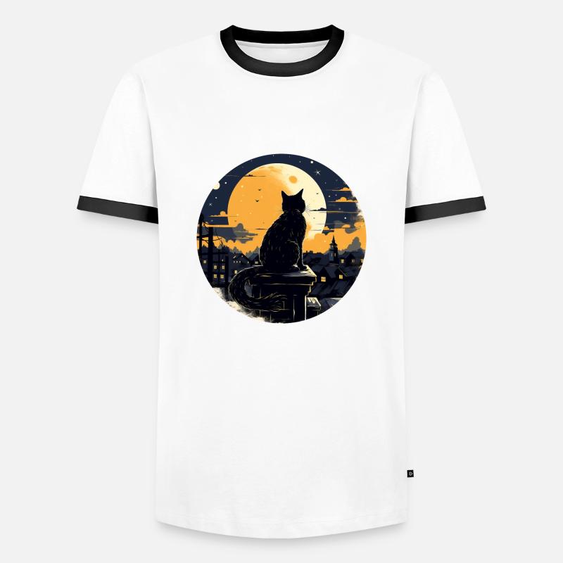 Mitternachtskatze - Männer Kontrast-T-Shirt - Weiß/Schwarz