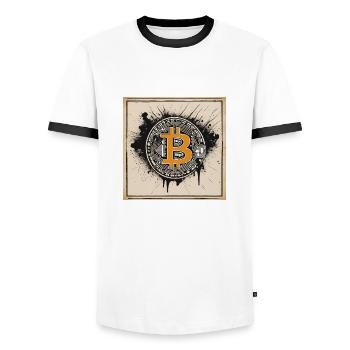 Poster Retro Vintage - Men's Ringer Shirt - white/black - Front - AI Model Female 172 light (172cm) & AI Model Male 178 dark (178cm)