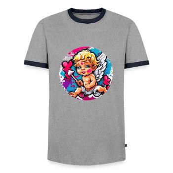 Amor / Liebe / Pfeil / Herz / Valentinstag - Männer Kontrast-T-Shirt - Grau/Navy  - Vorne - AI Model Female 172 light (172cm) & AI Model Male 178 light (178cm)