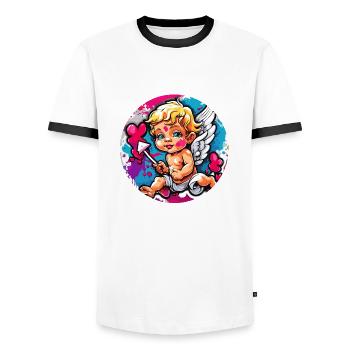 Cupid / Love / Arrow / Heart / Valentine's Day - Men's Ringer Shirt - white/black - Front - AI Model Female 172 light (172cm) & AI Model Male 178 dark (178cm)