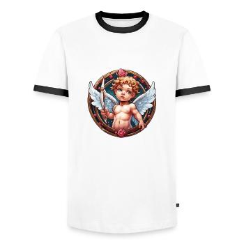 Cupid / Love / Arrow / Heart / Valentine's Day - Men's Ringer Shirt - white/black - Front - AI Model Female 172 light (172cm) & AI Model Male 178 dark (178cm)