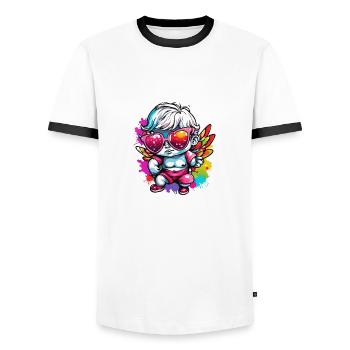 Cupid / Love / Arrow / Heart / Valentine's Day - Men's Ringer Shirt - white/black - Front - AI Model Female 172 light (172cm) & AI Model Male 178 dark (178cm)