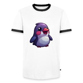 Niedlicher Pinguin – Comic-Stil Design für Kinder - Männer Kontrast-T-Shirt - Weiß/Schwarz - Vorne - AI Model Female 172 light (172cm) & AI Model Male 178 dark (178cm)