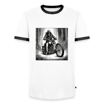 Motard / Motard / Motard / Deux-roues / Cross - T-shirt contrasté Homme - blanc/noir - Devant - AI Model Female 172 light (172cm) & AI Model Male 178 dark (178cm)