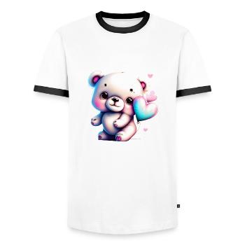Little Love Bear - Men's Ringer Shirt - white/black - Front - AI Model Female 172 light (172cm) & AI Model Male 178 dark (178cm)