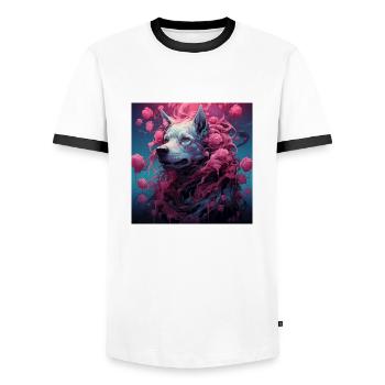 Celestial Canine Dreams - Männer Kontrast-T-Shirt - Weiß/Schwarz - Vorne - AI Model Female 172 light (172cm) & AI Model Male 178 dark (178cm)