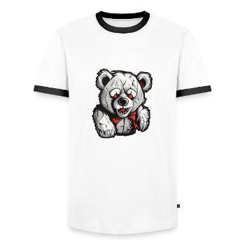 Teddybär / Kuscheltier / Stofftier / Geschenkidee - Männer Kontrast-T-Shirt - Weiß/Schwarz - Vorne - AI Model Female 172 light (172cm) & AI Model Male 178 dark (178cm)