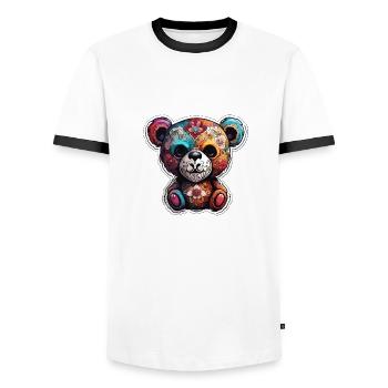 Teddybär / Kuscheltier / Stofftier / Geschenkidee - Männer Kontrast-T-Shirt - Weiß/Schwarz - Vorne - AI Model Female 172 light (172cm) & AI Model Male 178 dark (178cm)