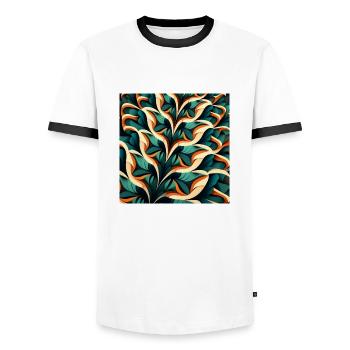Abstraktes Laub - Männer Kontrast-T-Shirt - Weiß/Schwarz - Vorne - AI Model Female 172 light (172cm) & AI Model Male 178 dark (178cm)
