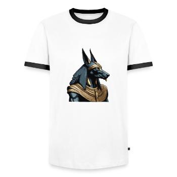 Egypte / Pharaon / Momies / Hiéroglyphes / Sphinx - T-shirt contrasté Homme - blanc/noir - Devant - AI Model Female 172 light (172cm) & AI Model Male 178 dark (178cm)