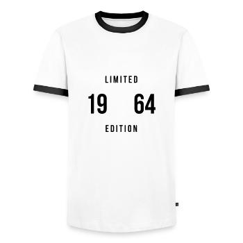 1964 Circle 60th Birthday Color Change - Men's Ringer Shirt - white/black - Front - AI Model Female 172 light (172cm) & AI Model Male 178 dark (178cm)