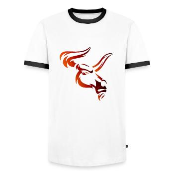 Stier Stierkopf Kopf Logo Steak Beast Gym Horn - Männer Kontrast-T-Shirt - Weiß/Schwarz - Vorne - AI Model Female 172 light (172cm) & AI Model Male 178 dark (178cm)