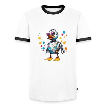 Robot Animal / AI / Mechanized Animals / Comic - Men's Ringer Shirt - white/black - Front - AI Model Female 172 light (172cm) & AI Model Male 178 dark (178cm)
